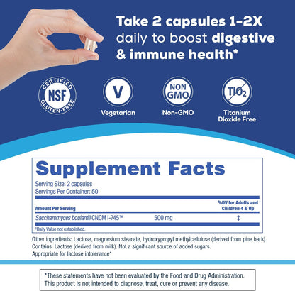 Florastor® Probiotic for Digestive and Immune Health, 100 Capsules